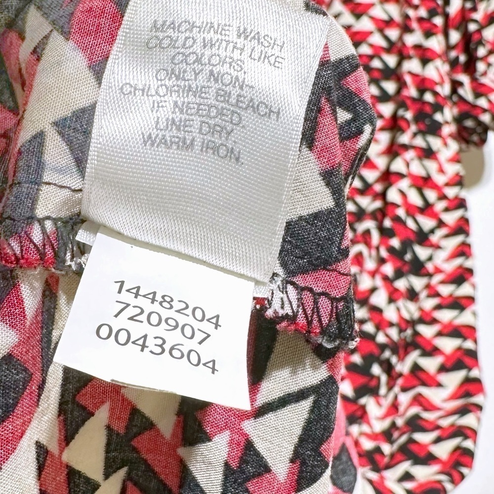 J. Jill Midi Womens Mod Print Navy Red Shirt Dress Size 12 Tab Sleeves Collared - Picture 13 of 13